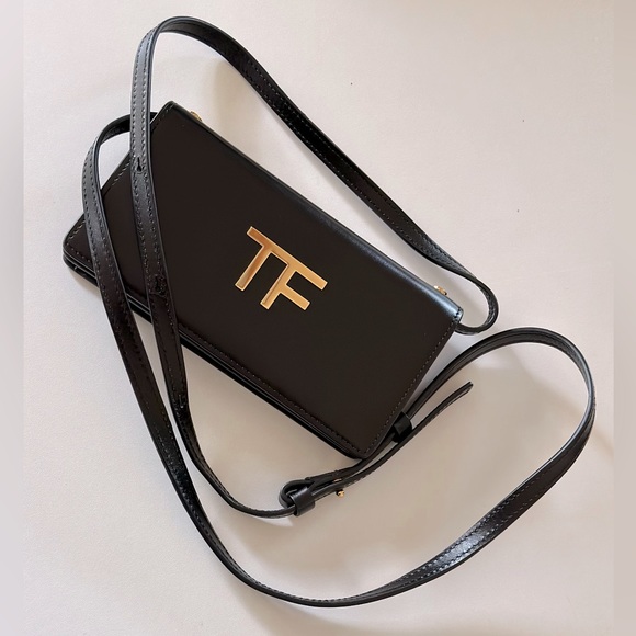 Tom Ford black fold-over wallet on chain. - Picture 1 of 5